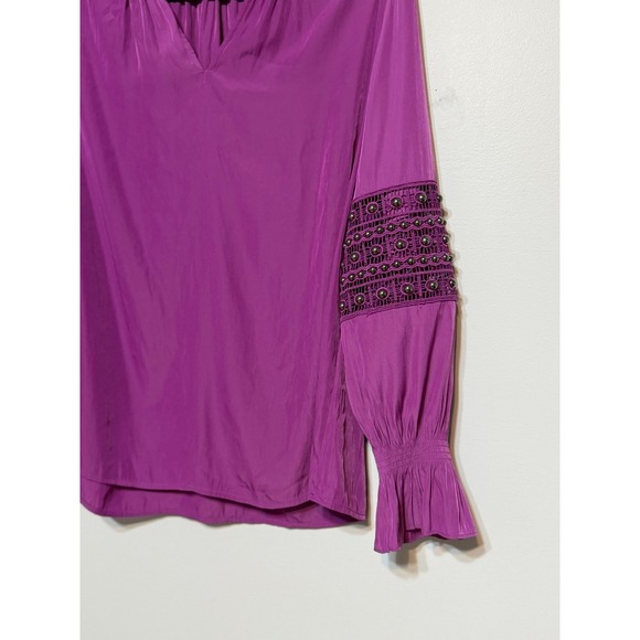 Chico's Boho Peasant Y2K Embellished Top Womens Size 6 Office Siren Indie Sleaze - Picture 3 of 8